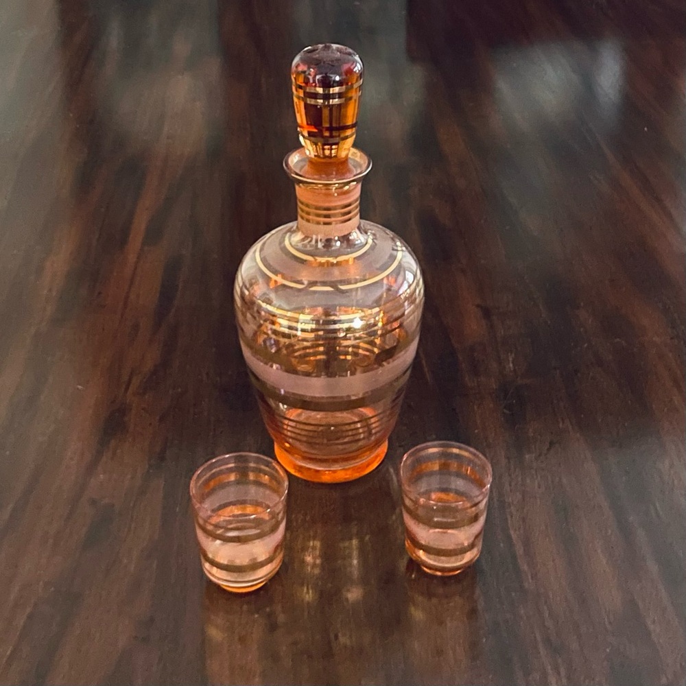 Mid-century Glass Decanter Set - VGUC